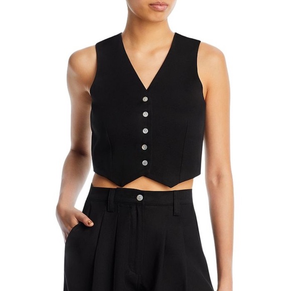 Donni Twill Crop Vest – Black – XL – NWT – Made in USA - Picture 1 of 8